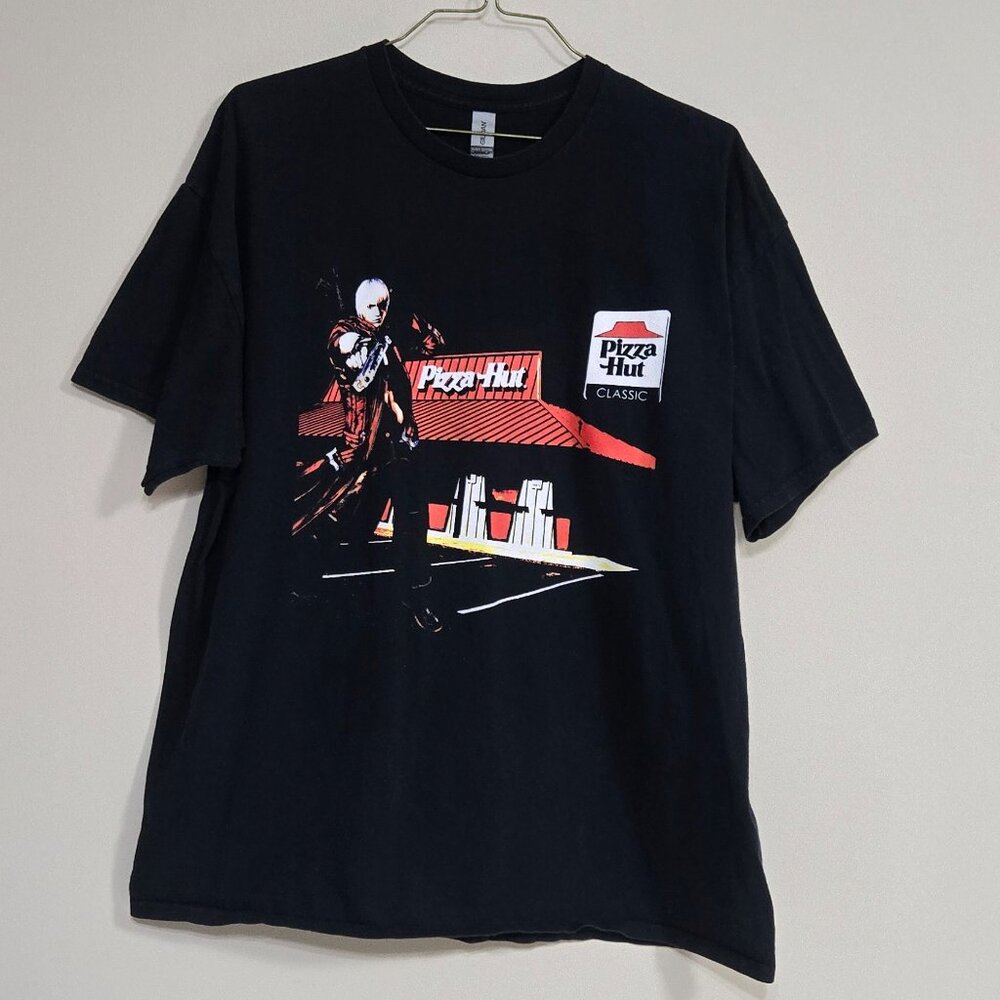 Devil May Cry Dante Vintage Shirt Pizza Graphic T-Shirt Anime Mens 2XL